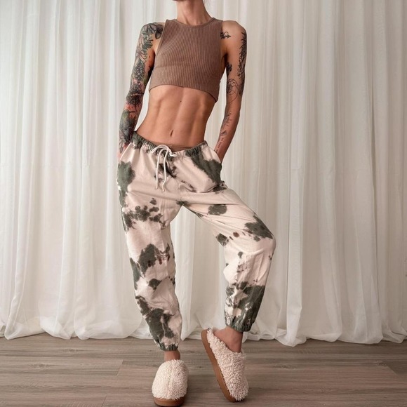 Lucky Brand Tie Dye Sweatpants Boho Lounge Pants Neutral Earth Tone Joggers - Picture 4 of 8